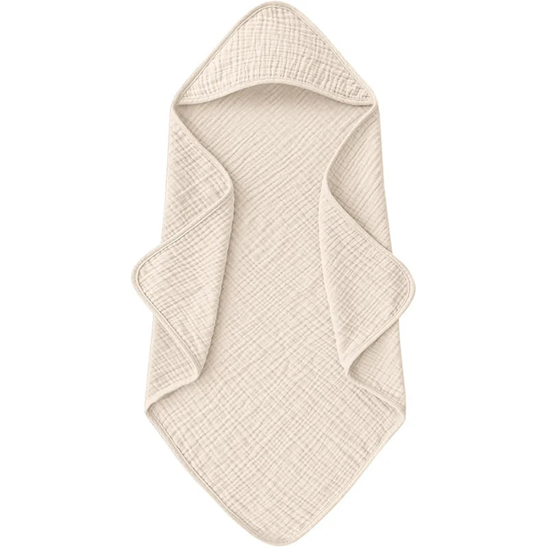 Muslin Hooded Baby Bath Towel - Ultra-Soft Cotton 30x30in