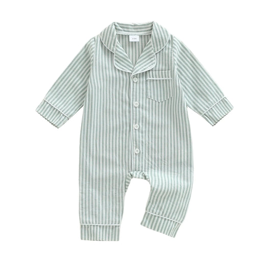 Striped Baby Pajama - Button-Down Sleepwear with Lapel Collar