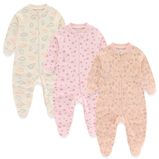 3-Piece Cartoon Baby Clothes Set - Cotton Footie Jumpsuit for Newborn