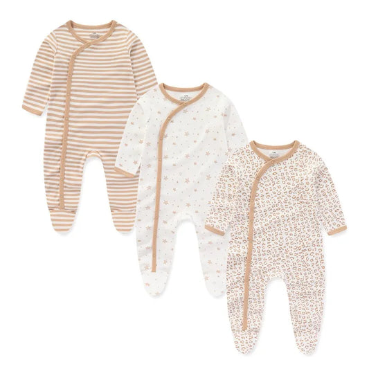 3-Piece Cartoon Baby Clothes Set - Cotton Footie Jumpsuit for Newborn
