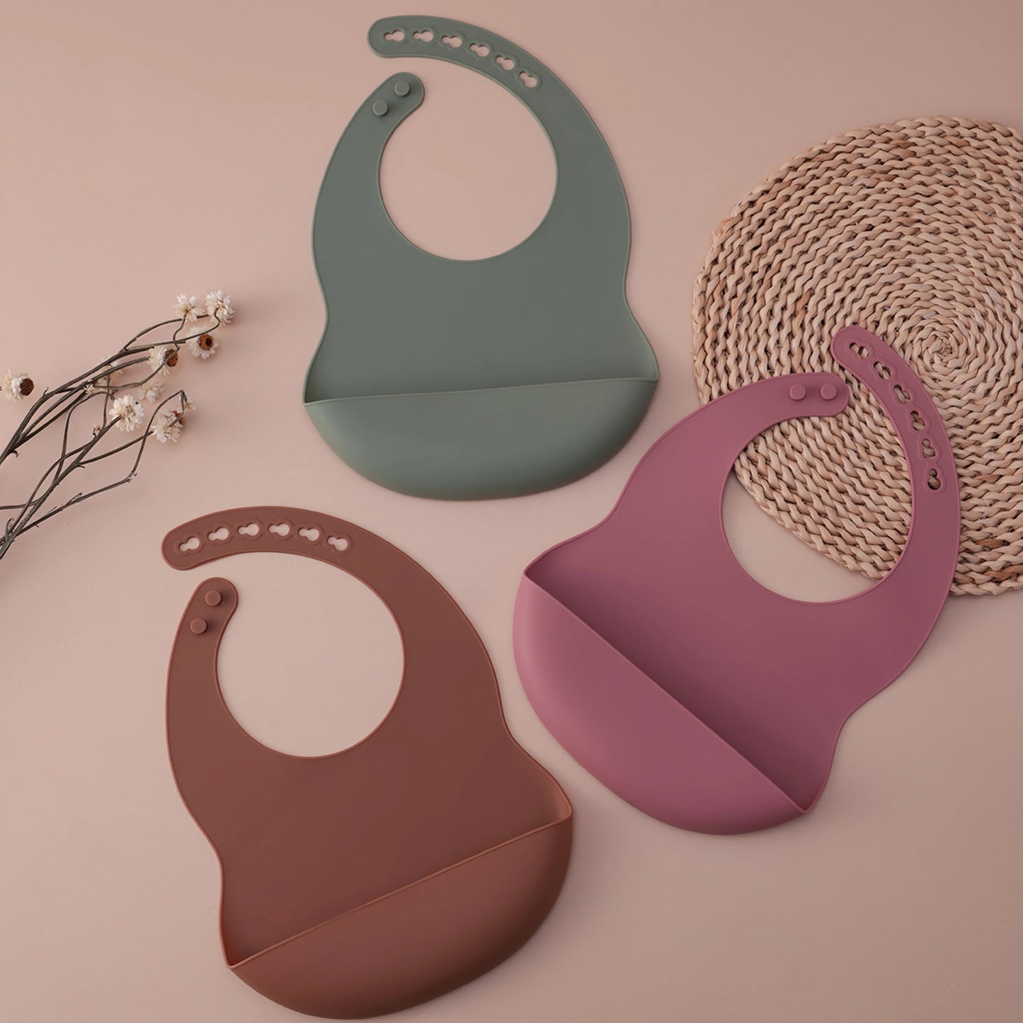 Silicone Baby Bib - Adjustable Waterproof Feeding Bib BPA Free for Toddlers