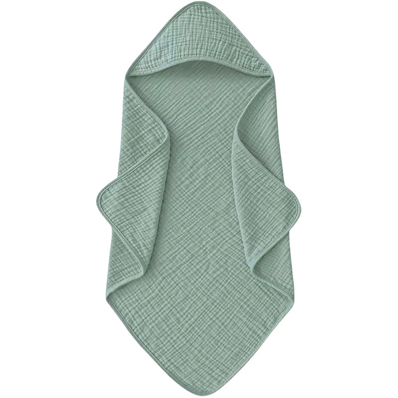 Muslin Hooded Baby Bath Towel - Ultra-Soft Cotton 30x30in