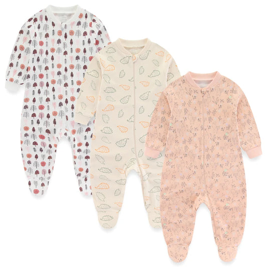 3-Piece Cartoon Baby Clothes Set - Cotton Footie Jumpsuit for Newborn