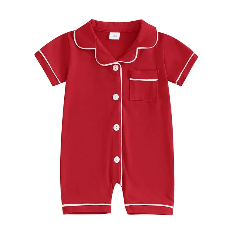Baby Short Sleeve Pajama - Button-Down Sleepwear with Pocket
