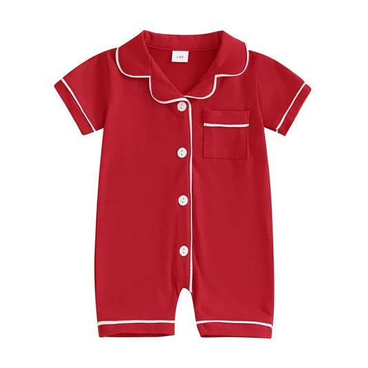 Baby Short Sleeve Pajama - Button-Down Sleepwear with Pocket