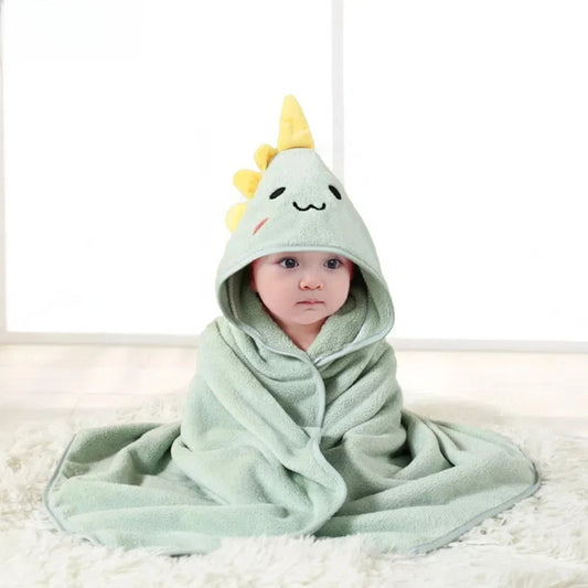 Animal Hooded Baby Bath Towel - Soft Coral Velvet Bathrobe