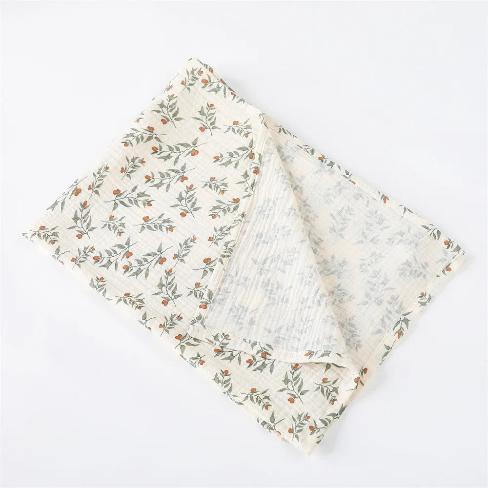 Floral Print Cotton Muslin Swaddle Blanket